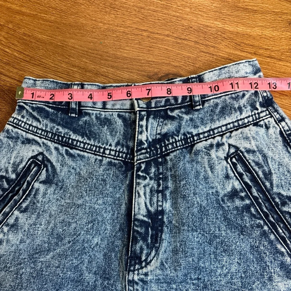 Vintage 80s Mizz Lizz Acid Wash Denim Skirt - Picture 5 of 7